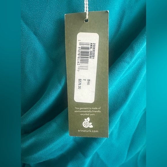 NWT Trina Turk “Amal Dress” Turquoise Blue Stunning One-Shoulder Dress Size 2 - Picture 6 of 6